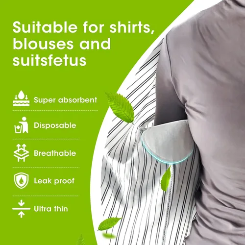 Vista 2 de Almohadillas de sudor para axilas de primera calidad para lucha contra la hiperhidrosis [50 piezas] para hombres y mujeres, cómodas, no visibles