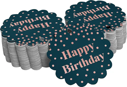 Vista 40 de Etiquetas de papel para colgar con texto en inglés «Happy Birthday» (50 unidades)