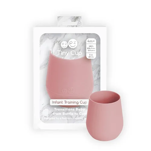 Vista 10 de ezpz Tiny Cup (Azul) – 4 meses en adelante – Taza de entrenamiento de 100% silicona para bebés – Diseñada por un especialista en alimentación