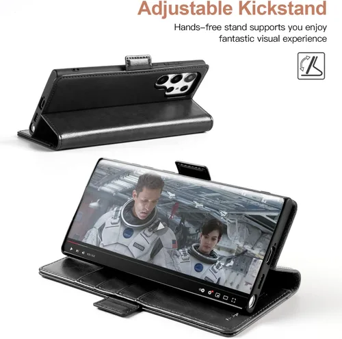 Vista 8 de OCASE Funda tipo cartera compatible con Galaxy S22 Ultra 5G, de piel