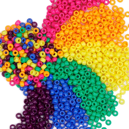 Vista 12 de Cuentas de Pony de Plástico Coloridas para Pulsera para Hacer Joyas para Pulseras de Amistad 6x9mm Multicolor para Cuentas Trenzado de Cabello