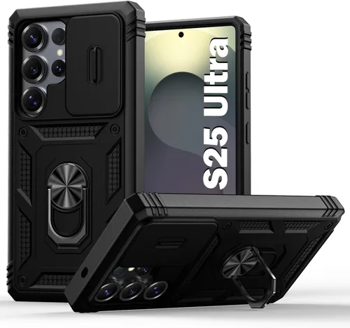 Vista 34 de PASNEW Funda militar para iPhone 13 Pro Max, cubierta de cámara deslizante y soporte de anillo de metal de 360°, carcasa rígida multicapa resistente