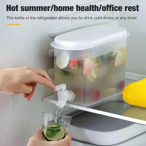 Vista 7 de 2 tetera fría con grifo en el refrigerador, dispensador de bebidas heladas, dispensador de bebidas con espita, leche, dispensador de limonada