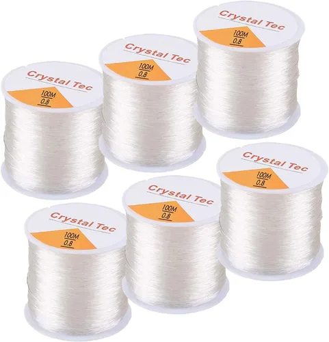 Vista 9 de Hilo elástico de 0.024 in para pulseras, 3 rollos de cordón elástico, cuerda elástica de cuentas de cristal para pulseras, cuentas y fabricación