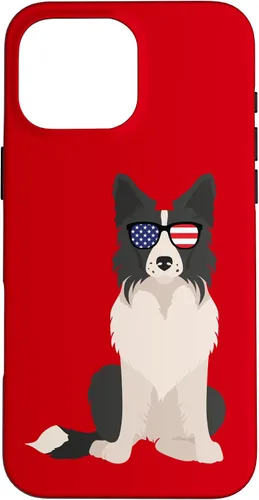 Vista 19 de Border Collie July 4th Patriotic American Sunglasses Dog Case for iPhone 16