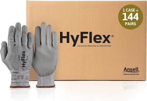 Vista 8 de Ansell HyFlex 11-727 Ultralight Cut-Resistant Industrial Gloves w/Reinforced Palm for Machinery, Auto, Warehousing Grey