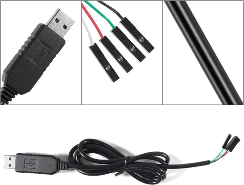 Vista 6 de Paquete de 2 adaptadores serie PL2303 PL2303HX USB a TTL, cable de depuración de 3.3 V con enchufe hembra de 4 pines, convertidor USB a RS232 TTL