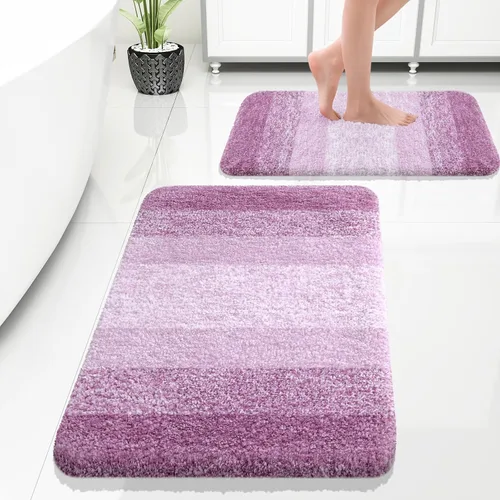 Vista 53 de OLANLY - Juego de tapetes para baño de 2 piezas, de microfibra, suaves y absorbentes, antideslizantes, lavables a máquina y para secadora, felpudos