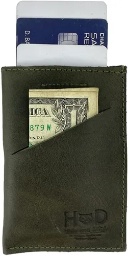 Vista 4 de Hide & Drink, Cartera de cuero suave y funda para tarjetas, hecha a mano, incluye 101 años de garantía (jade oscuro)