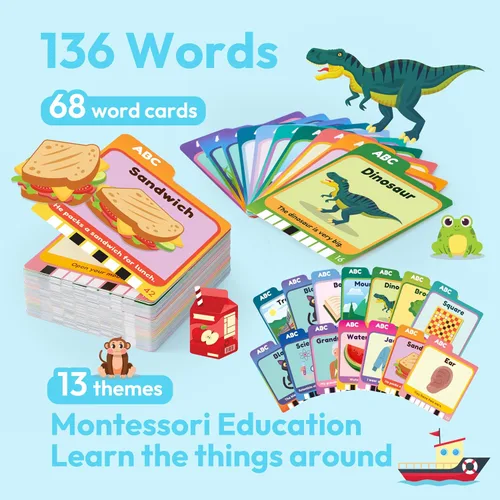 Vista 4 de Tarjetas parlantes educativas lalalark para niños de 3, 4, 5 años, juguetes de aprendizaje para niños con 136 palabras visuales y 64 juegos, juguete