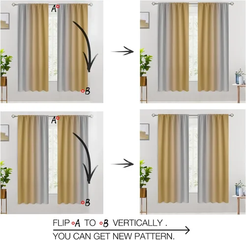 Vista 6 de COSVIYA Cortinas degradadas con dobladillo para cortinero, cortinas de oscurecimiento de habitación de 63 pulgadas de largo, cortinas degradadas