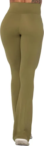 Vista 2 de Sunzel Leggings acampanados, pantalones de yoga cruzados con control de abdomen, cintura alta y pierna ancha
