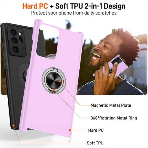 Vista 185 de Gritup - Funda para Galaxy A05S con protector de pantalla HD×2, funda protectora para teléfono a prueba de golpes con soporte magnético de anillo