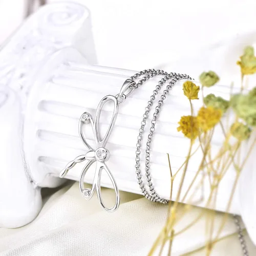 Vista 5 de JO WISDOM Collar de libélula para mujer, plata de ley 925, circonita cúbica, colgante de libélula, joyería para mujer
