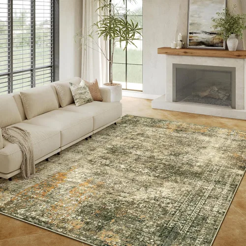 Vista 92 de PureCozy Alfombra de área beige de 2 x 3 pulgadas, lavable, vintage, pequeña, para entrada, cocina, suave, retro, floral, de pelo bajo, tapete