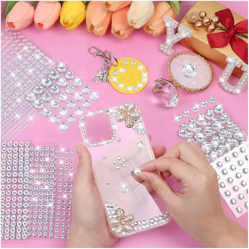 Vista 2 de 2032 Piezas de Gemas Adhesivas para la Cara, Cridoz Gemas para el Cabello, Piedras de Rino de Rhinestones, Bling Joyas para Maquillaje Diamantes
