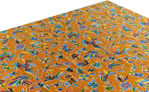 Vista 9 de Alux - Mantel de plástico con flores de hibisco para patios, picnic y mesas de cocina, azul y rojo, vinilo de plástico, mantel de plástico