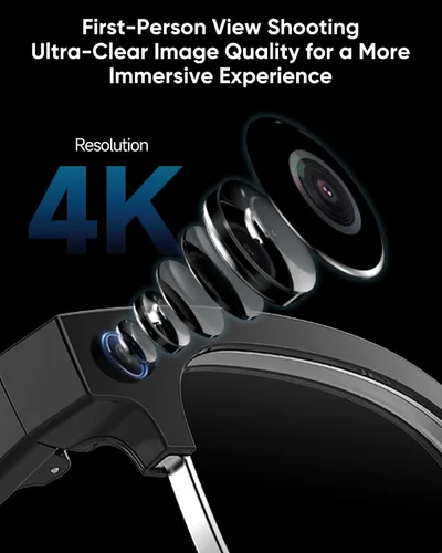 Vista 9 de Lentes AI con cámara, 4K con audio, Bluetooth AI con GPT de chat para hombres, más de 160 idiomas, grabación de video de 8 MP, lentes inteligentes