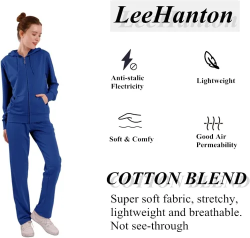 Vista 5 de LeeHanTon Conjunto de 2 piezas de sudadera con capucha y pantalón para correr, de terciopelo, para correr, para correr, para correr