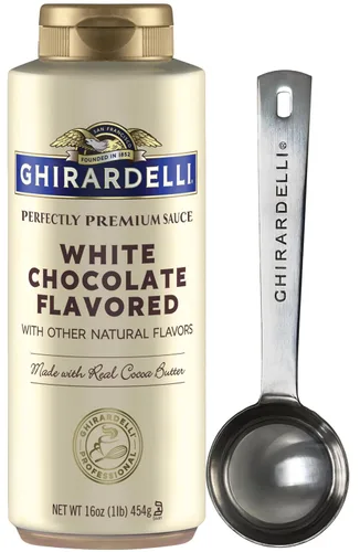 Vista 11 de Ghirardelli Salsa de caramelo, botella exprimible de 16 onzas con cuchara de barista estampada Ghirardelli