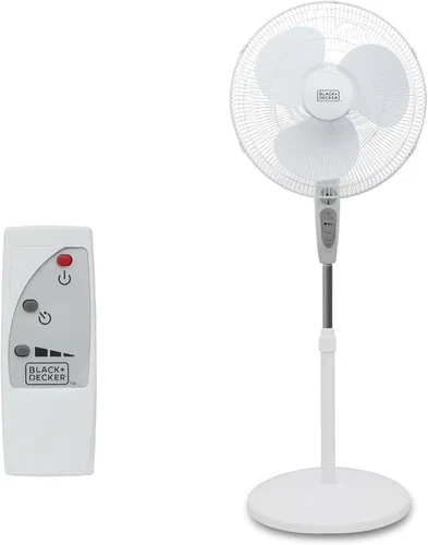 Vista 10 de BLACK+DECKER - Ventilador de pie de 16 pulgadas (40.64 cm) con base de pedestal, ventilador de pie ajustable en altura con control remoto y panel