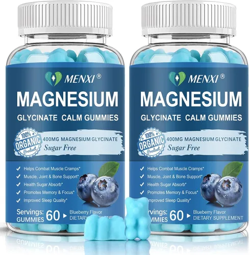 Vista 13 de Gomitas de magnesio de 600 mg por porción: glicinato de magnesio 400 mg y malato de magnesio 200 mg, suplemento de magnesio y potasio sin azúcar