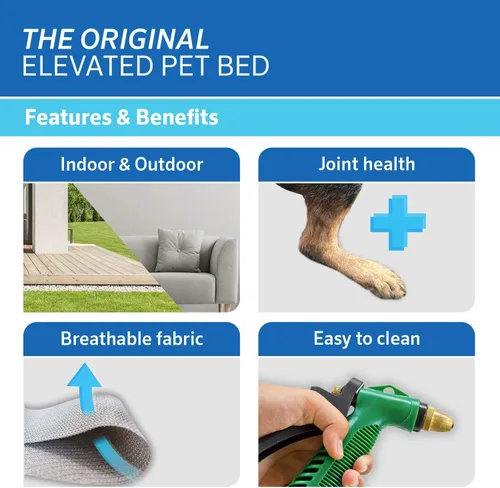 Vista 3 de Coolaroo Cama elevada original para perros - Cama transpirable fuera del suelo con tela refrescante, alivio articular y tela resistente a la Gris