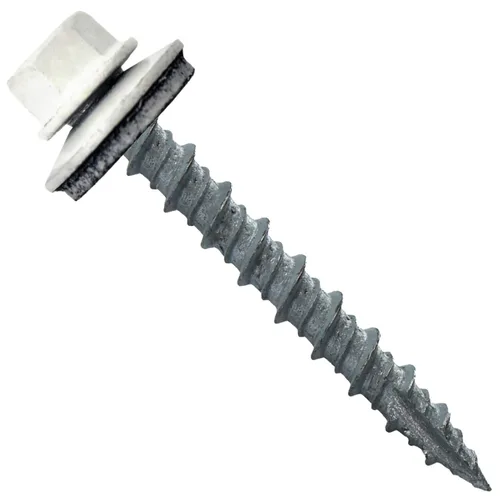 Vista 20 de 10 tornillos para techos de metal gris ABC de 1-1/2 pulgadas, cabezal de arandela hexagonal, arranque automático/roscado, arandela EPDM. 1 bolsa
