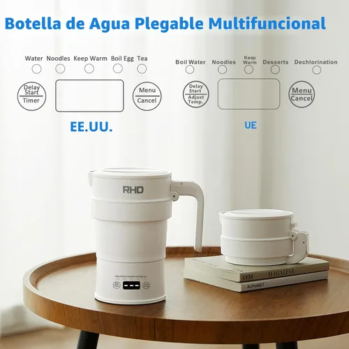 Vista 2 de Tetera eléctrica plegable de viaje, hervidor de agua caliente de 700ML con panel multifuncional, hervidor de agua pequeño plegable con mantener