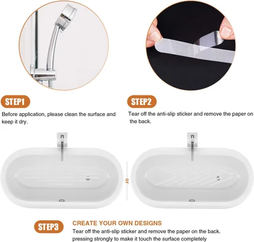 Vista 5 de Secopad 36 calcomanías antideslizantes para bañera, suelo de ducha antideslizantes con raspador premium