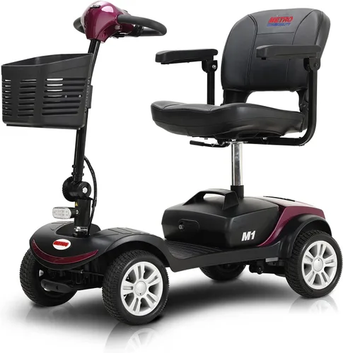 Vista 17 de Patinete de movilidad plegable de 4 ruedas – Scooter motorizado de capacidad de 300 libras para adultos, scooter médico eléctrico compacto
