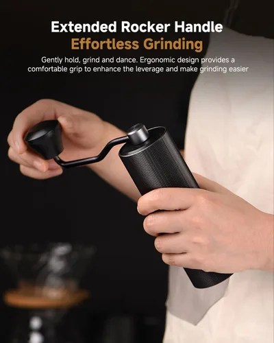 Vista 4 de Molinillo de café manual, molinillo de café de mano con 30 ajustes ajustables, fresas cónicas de espresso de acero inoxidable CNC 420, diseño