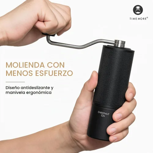 Vista 5 de Timmore Castaño C2S - Molinillo de café manual con ajuste interno de molienda ajustable, capacidad de 20g, molinillo de café manual con rebaba C2S