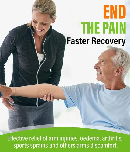 Vista 3 de TOFLY Coderas de compresión para hombres y mujeres (1 par), 20-30 mmHg, soporte de compresión graduado para codo de tenis, tendinitis, linfedema