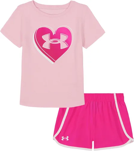 Vista 10 de Under Armour Conjunto de camiseta y pantalones cortos de manga corta de 2 piezas para niña Soft Fabric for Everyday Comfort, Breathable, Lightweight