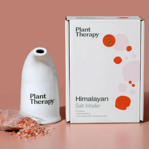 Vista 6 de Inhalador rellenable de sal del Himalaya rosa con sal de cristal rosa del Himalaya.