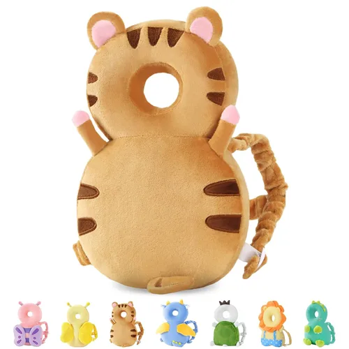 Vista 8 de JunNeng - Mochila protectora de cabeza de bebé para caminar y gatear, pingüino blanco Protector de cabeza suave, transpirable, ajustable