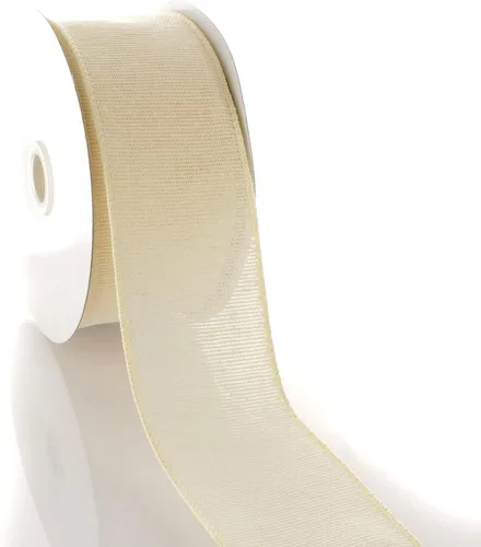 Vista 2 de Ribbon Traditions 815 - Cinta de arpillera con cable de 2.5 pulgadas, color crema, 10 yardas