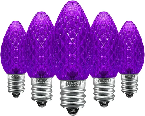 Vista 11 de Caja de 25 bombillas LED C7 de repuesto con certificación UL, 2 LED SMD en cada bombilla C7 regulable para tira de luces al aire libre, totalmente
