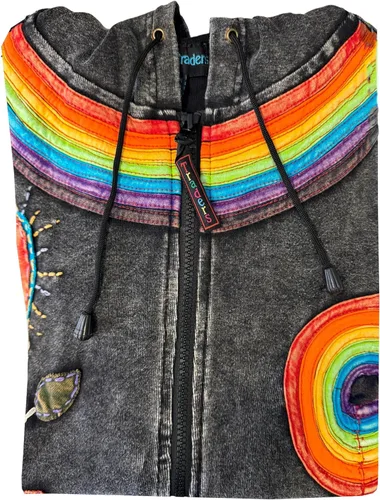 Vista 36 de Agan Traders Chaquetas bohemias con cremallera para mujer, con parches de teñido anudado, sudaderas ligeras con capucha para mujer 2025