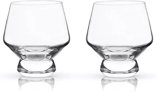 Vista 9 de Viski Raye Copas de ponche de cristal con patas juego de 2 - Juego de regalo de copas de cóctel de vidrio transparente de cristal premium, sin