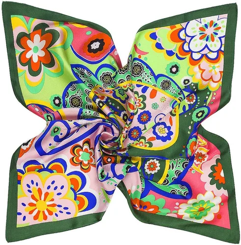 Vista 2 de YOUR SMILE - Bufanda de satén tipo seda con patrón de moda para mujer, cuadrada y grande, para la cabeza, 24"x24" 208