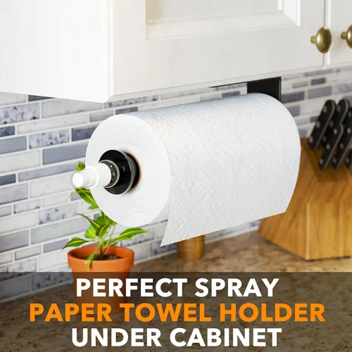 Vista 5 de SpaceAid SprayNeat - Soporte para toallas de papel con botella de spray, soporte para toallas de papel debajo del gabinete con rociador en el centro