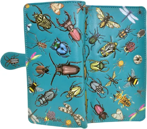 Vista 19 de Shag Wear Bumblebee Garden Large Wallet 7" Blue Bumblebee Garden Blue