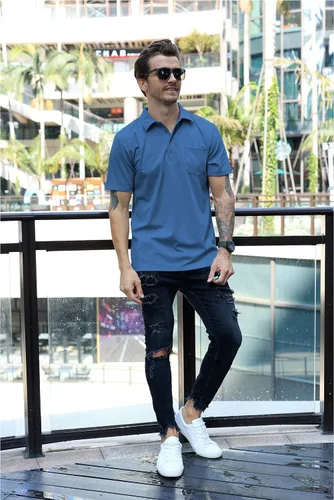Vista 3 de Tinkwell Polo para hombre con bolsillo Dri Fit de manga corta para golf