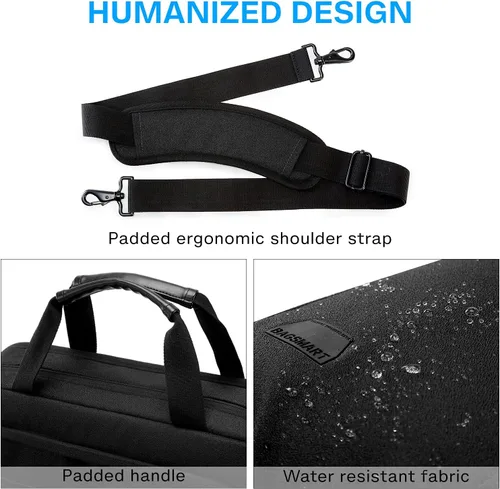 Vista 5 de BAGSMART Bolsa para laptop, maletín de 15.6 pulgadas para hombres, bolsa de computadora con cerradura para trabajo, bolsa de hombro estilo bandolera