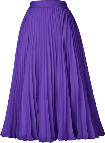 Vista 172 de GRACE KARIN - Falda plisada de gasa para mujer, con cintura alta y elástica, vuelo, corte acampanado y longitud por debajo de la rodilla