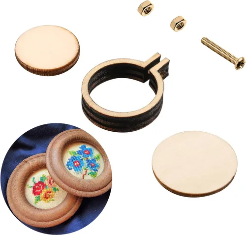 Vista 7 de Jetec 20 aros de punto de cruz de madera de 1 pulgada
