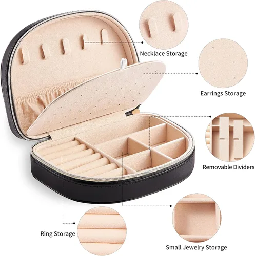 Vista 2 de Travel Jewelry Box,Small Jewelry Box,Seashell-Shaped Jewelry Box, Jewelry Organizer Box for Women, Jewelry Storage Box for Rings, Earrings