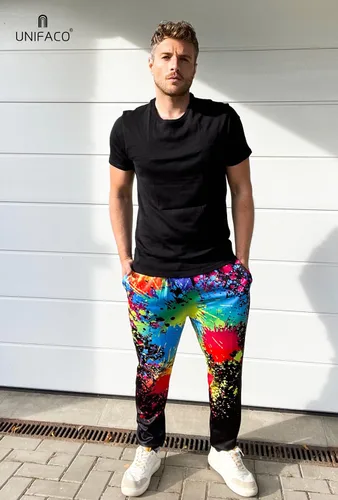 Vista 4 de UNIFACO. Pantalones deportivos unisex con estampado digital 3D con cordón